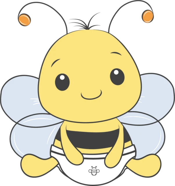 Honey Bee mascot, a smiling bee in a diaper